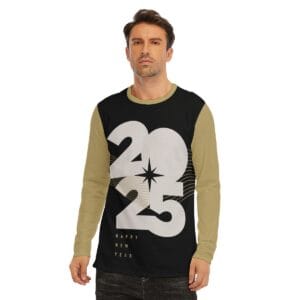 2025 Happy New Year Design - All-Over Print Long Sleeve T-Shirt | 190GSM Cotton