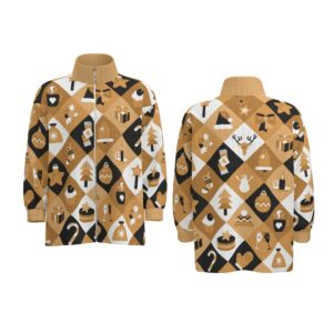 Boho Christmas Gold Design - All-Over Print Unisex Stand Collar Zipped Jacket