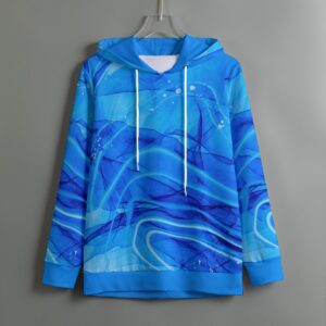Abstract blue fluid ink texture Design - All-Over Print Women's Pullover Hoodie With Drawstring
