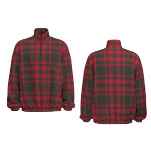Creative Red Check Design - All-Over Print Unisex Turtleneck Zippered Sweatshirt