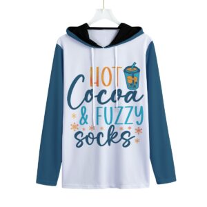 Hot Cocoa & Fuzzy Socks Design- All-Over Print Men's Long Sleeve Pullover Hoodie