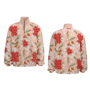 Christmas Flower Bunch Seamless Pattern Design All-Over Print Unisex Turtleneck Zippered Sweatshirt