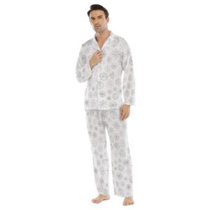 Crystal Snowflakes Pattern Design - All-Over Print Men's Lapel Pajama Set