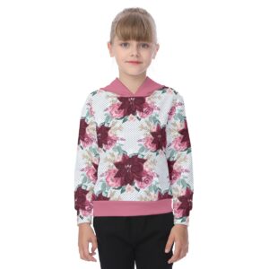Red Chrsitmas Flower Pattren Design - All-Over Print Kid's Heavy Fleece Hoodie