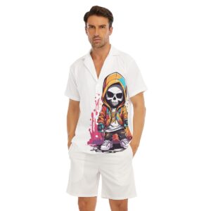 Graffiti Sweatshirt Teenage Skull Design - All-Over Print Men's Deep V-neck Short Sleeve T-shirt