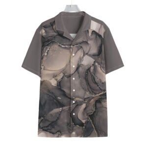 Black Golden Ink Textures Design - All-Over Print Men's Hawaiian Shirt