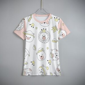 Cute Animal Head Pattern Design - Eco-friendly All-Over Print Kid's Short Sleeve