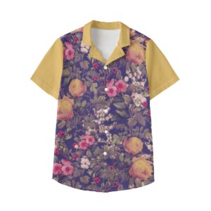 Floral Flower Garden Design - All-Over Print Kid's Hawaiian Vacation Shirt | 115GSM Cotton poplin