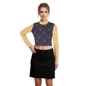 Art Deco Seamless Pattern - Eco-Friendly All-Over Print Women's Turtleneck T-shirt With Long Sleeve