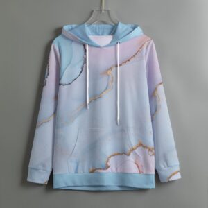Pastel Alcohol Ink Textures Design- All-Over Print Women's Pullover Hoodie With Drawstring