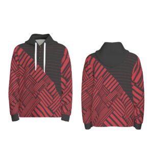 Abstract Geometric Stripe Design - All-Over Print Men's Half Button Hoodie