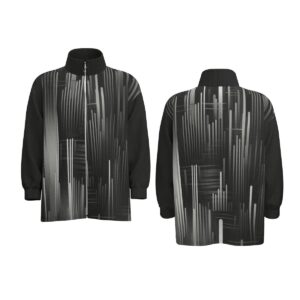 Barcode Scan Seamless Patterns Design - All-Over Print Unisex Stand Collar Zipped Jacket