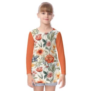 Floral Watercolor Seamless Patterns Bright Design - All-Over Print Kid's Long Sleeve O-neck T-shirta