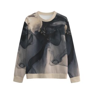 Black Golden Ink Textures Design - All-Over Print Men's Round-neck Sweatshirt | Interlock