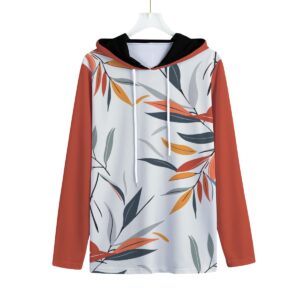 Weeping Willow Leaves Seamless Pattern Design - All-Over Print Men's Long Sleeve Pullover Hoodie