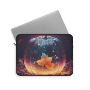 3D Glass Effect Pumpkin Autumn Design - Laptop Sleeve