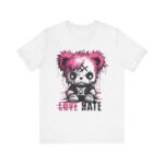 Love Hate Injured Bear Cartoon design - Unisex Jersey Short Sleeve Tee