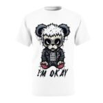 Black Sad Injured Bear Design - Unisex Cut & Sew Tee (AOP)