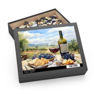 Puzzle - Red Wine and Fruits Background
