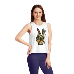 Cropped Tank Top - Dont Worry Be HAPPPY VICTORY SIGN Design