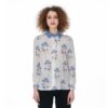 Blue Floers Pattren Design - All-Over Print Women's Elastic-Back Shirt