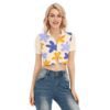 Vibrant Spring Flowers Pattern - All-Over Print Women's Short Sleeve T-shirt With Two-way Zipper