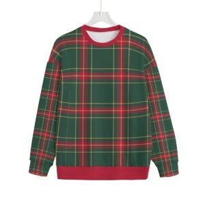 Green Red Check Design - All-Over Print Unisex Knitted Fleece Sweater | Plus Size