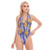 Vibrant Spring Flowers Pattern Design - All-Over Print Women's Backless V-neck Skinny Bodysuit