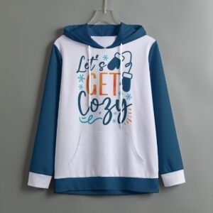Let's Get Cozy Design - All-Over Print Women's Pullover Hoodie With Drawstring
