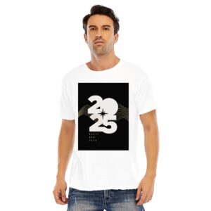 Happy New Year 2025 Design - Unisex O-neck Short Sleeve T-shirt | 180GSM Cotton (DTF)