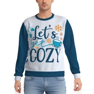 Lets Get Cozy Design- All-Over Print Men's Heavy Fleece Sweatshirt