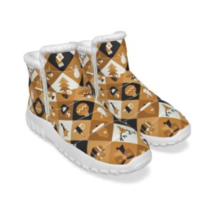 Boho Christmas Gold Design - All-Over Print Women's Zip-up Snow Boots