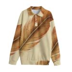 Creative Brown feather Design - All-Over Print Unisex Lapel Collar Sweater