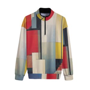 Abstract Colorful Design - All-Over Print Men's Stand-up Collar Sweater With Zipper Closure