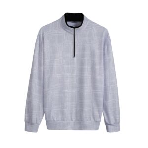 Texture Pattren Design - All-Over Print Men's Stand-up Collar Sweater With Zipper Closure