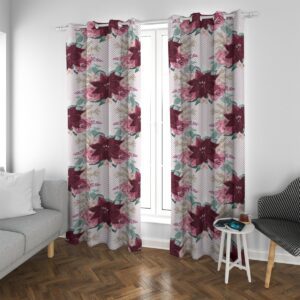 Christmas Flower Pattren Design - Grommet Curtains (Small Size)