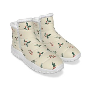 Christmas Twigs Pattren Design - All-Over Print Women's Zip-up Snow Boots