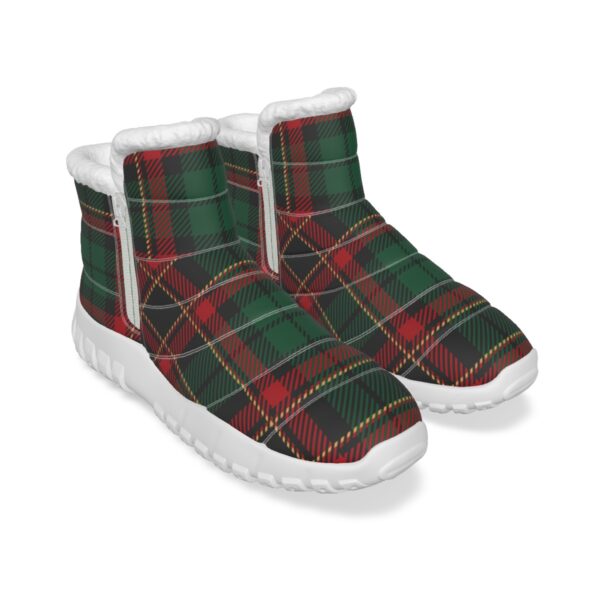 Green Check Design - All-Over Print Women's Zip-up Snow Boots