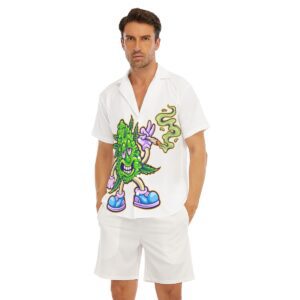 Funky weed bud smoking cannabis Design - All-Over Print Men's Deep V-neck Short Sleeve T-shirt