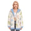 Blossom Branches Pattern Design - All-Over Print Women's Long Hoodie With Zipper Closure