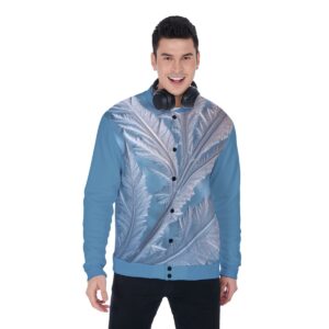 Frost Pattern Background Design - All-Over Print Men's Baseball Jacket