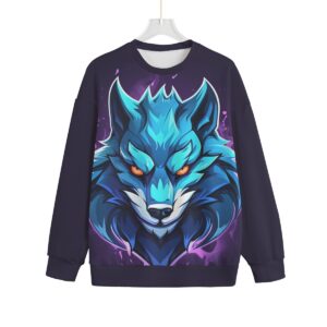 Wolf Esport Mascot Design - All-Over Print Unisex Knitted Fleece Sweater | Plus Size