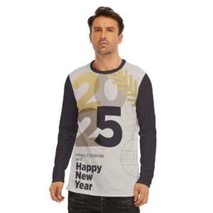 2025 Happy New Year Design - All-Over Print Long Sleeve T-Shirt | 190GSM Cotton