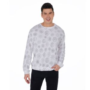 Crystal Snowflakes Pattern Design - All-Over Print Men's Thicken Sweater