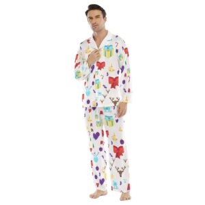 Xmas Seamless Patterns Design - All-Over Print Men's Lapel Pajama Set