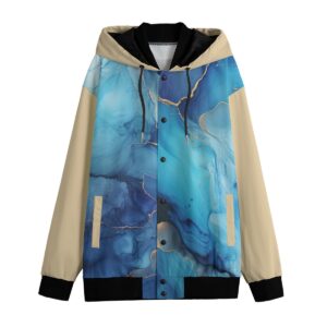 Blue Alcohal Ink Design - All-Over Print Men's Varsity Jacket