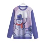 Snowman with a Scarf Winter Illustration - All-Over Print Women's Sweatshirt