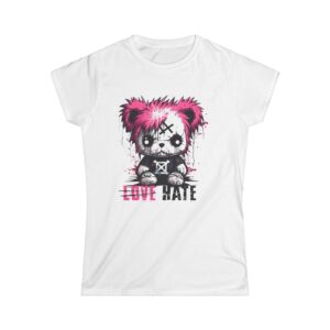 Love Hate Injured Bear Cartoon design - Women's Softstyle Tee