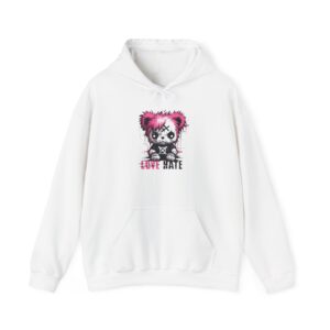 Love Hate Injured Bear Cartoon design - Unisex Heavy Blend™ Hooded Sweatshirt