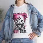 Love Hate Injured Bear Cartoon design - Unisex Heavy Cotton Tee